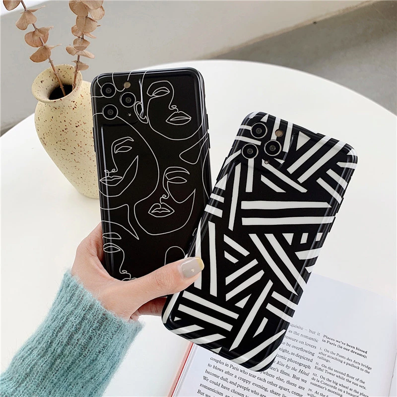 Abstract Black Line Character Phone Case