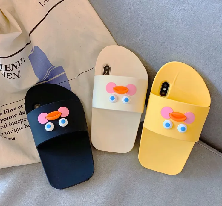 Compatible with Apple, Cartoon Hyaluronic Acid Duck Slippers For Iphonexs, Max Mobile Phone Shell Xr Silicone Iphone 7, 8 Anti-Drop Soft Shell