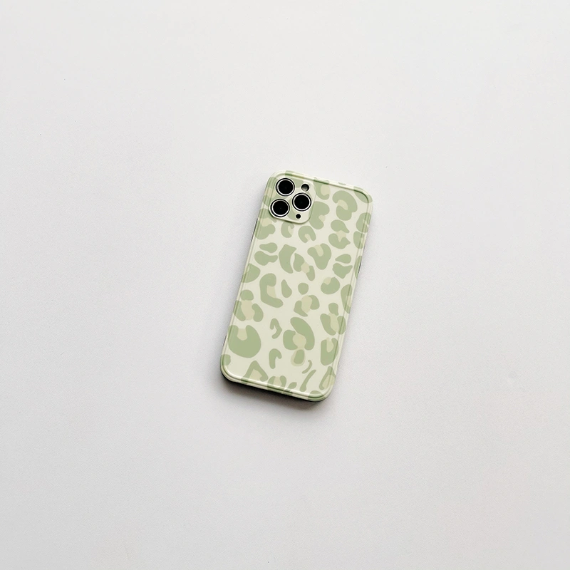 Compatible with Apple, Compatible with Apple , Green Leopard Print Suitable For IPhone11 Apple 12Pro Max Mobile Phone Shell X Xr Soft Shell Xsmax All-inclusive 7 Anti-fall 8plus Niche Style Se Female Mini Silicone Protective Cover Japanese And Kor