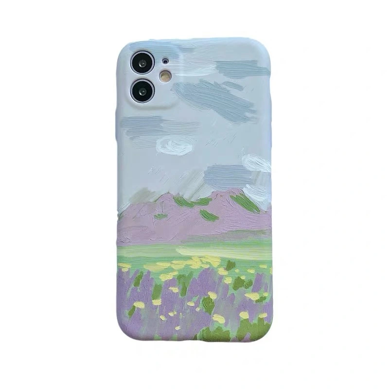 Compatible with Apple , Purple Oil Painting Landscape Apple Xsmax Mobile Phone Case Xr