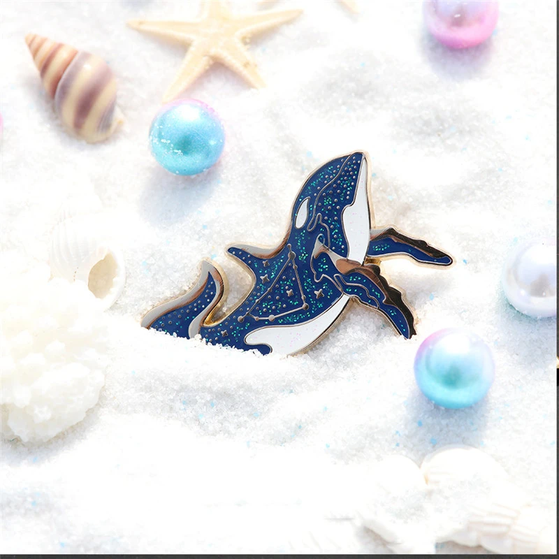 Orca Metal Badge Enamel Brooch Wenchuang Capricorn Constellation Gift