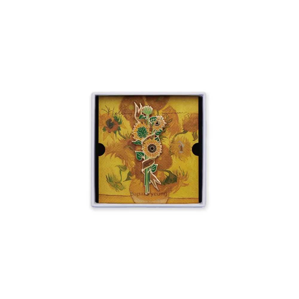 Daparo Van Gogh''s Sunflower Brooch Designer Original Couple Queen''s Day Gift Badge Pin Jewelry