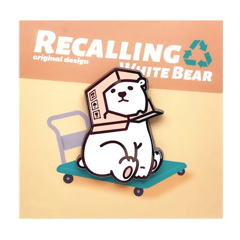 Recycled Polar Bear Original Personality Badge Brooch