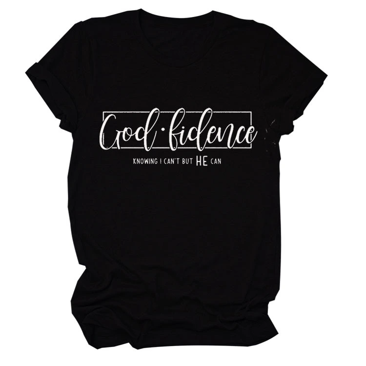 God Finance Letter Casual Loose Hedging Large Size Bottoming T-Shirt Women