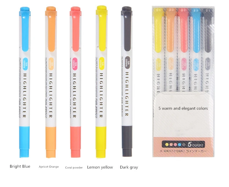 25 Colors Double Head Highlighter Pen Mildliner Colors Fluorescent Highlighters Art Marker School&Office Art Stationery Supply