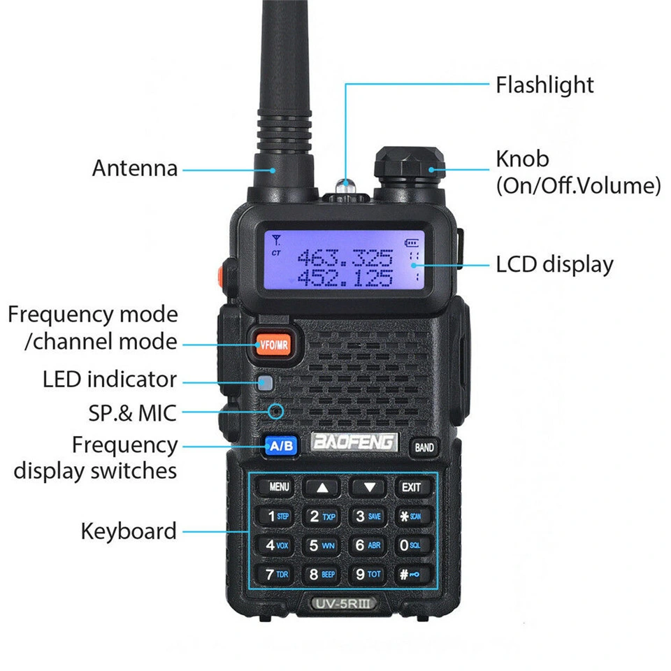 Baofeng Uv-5R Three Segment Walkie Talkie Vhf 220-226Mhz Uhf Frequency Dual Antenna Walkie Talkie Civil Handpiece