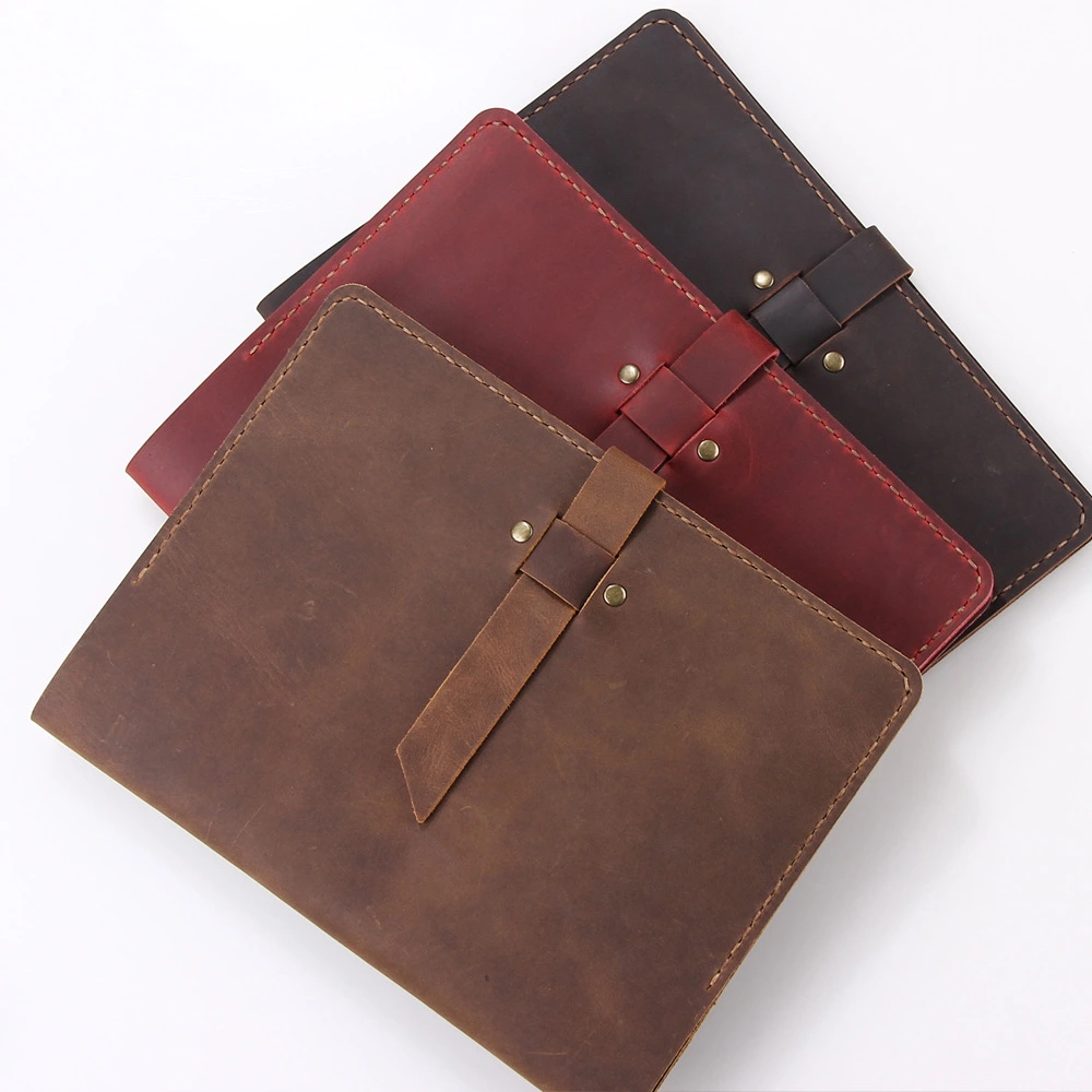 Hand-Made Retro Crazy Horse Leather A5 Manager Folder Business Multifunctional Folder Can Be Customized