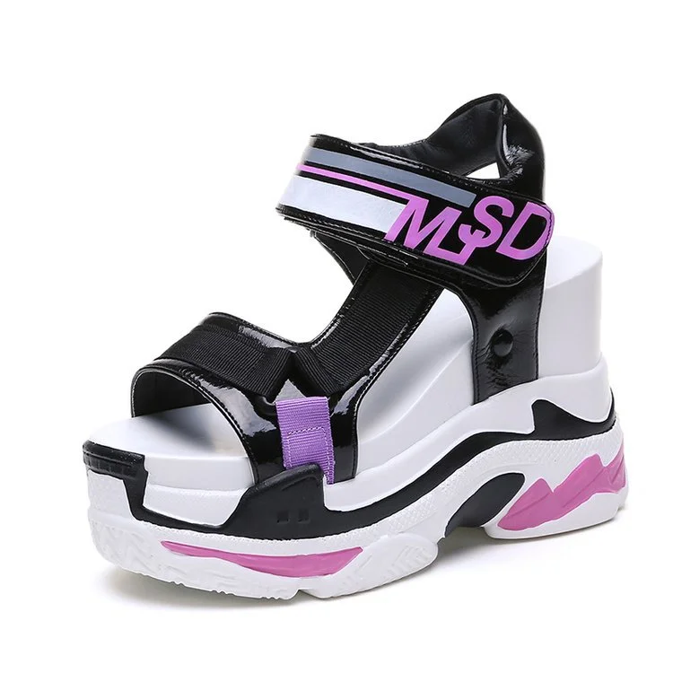 Daddy Sandals Women's Platform Sports Wedge With Velcro Roman Platform Shoes