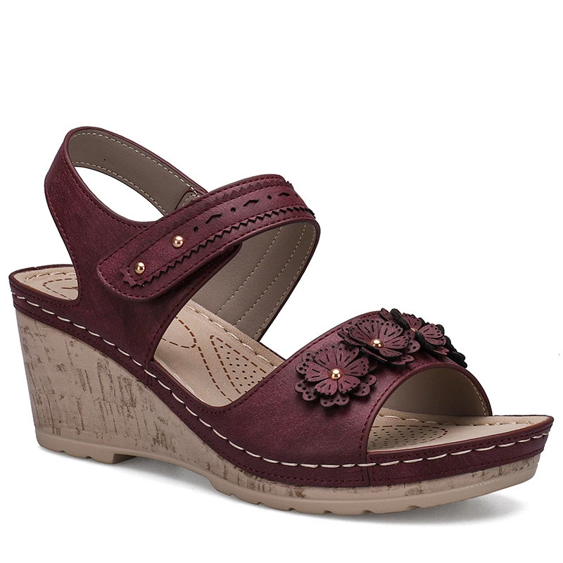  New Style Velcro Wedge Heel Casual Comfortable Sandals Women