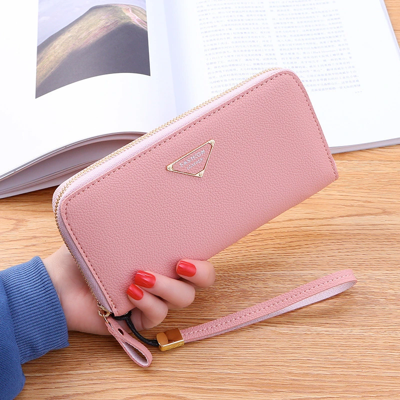 Casual Single Pull Ladies Wallet  Lychee Pattern Large Capacity Ladies Handbag Clutch