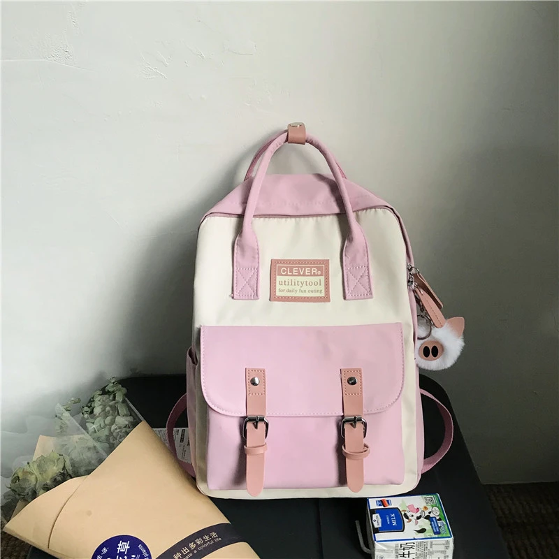 Backpack Large-capacity Contrast Color Student Schoolbag Portable Travel All-match