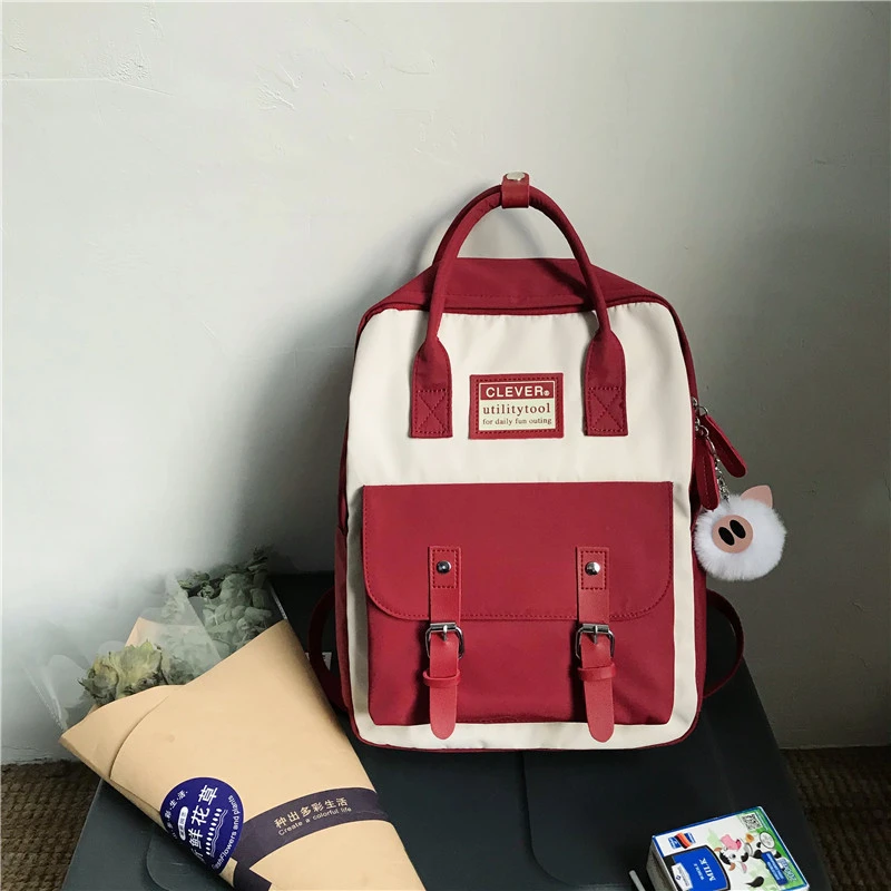 Backpack Large-capacity Contrast Color Student Schoolbag Portable Travel All-match