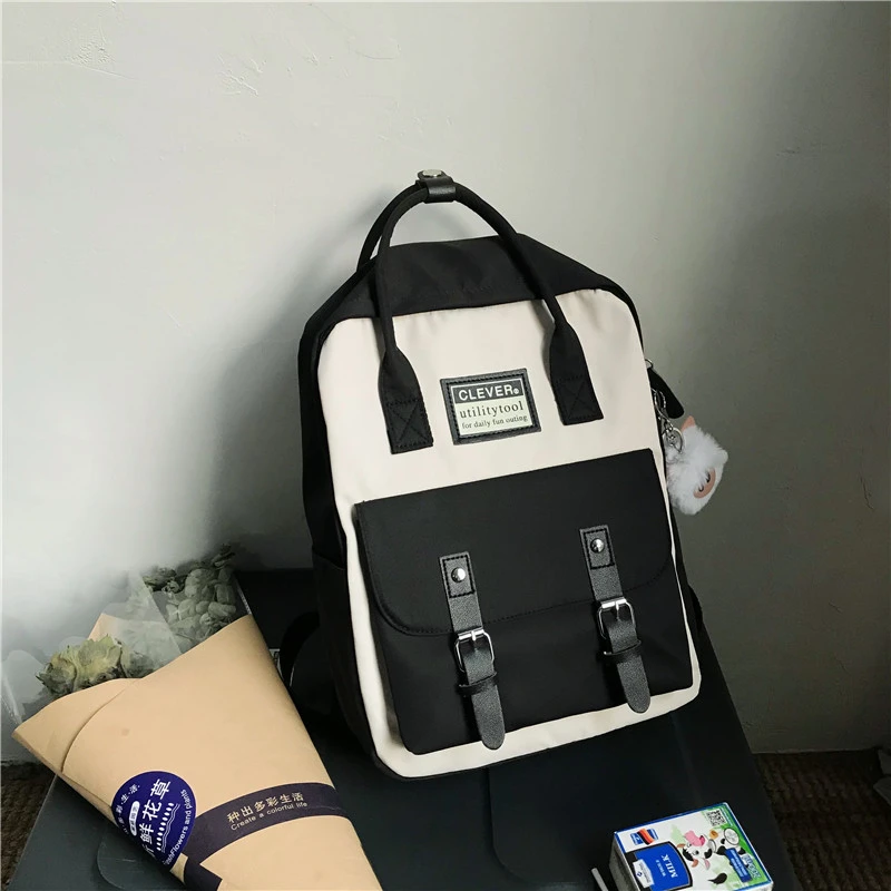 Backpack Large-capacity Contrast Color Student Schoolbag Portable Travel All-match