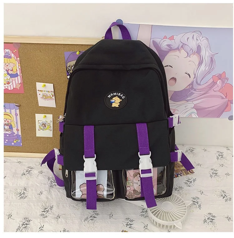 Student Schoolbag Junior High School Student Backpack Campus College Hit Color Korean High School Backpack