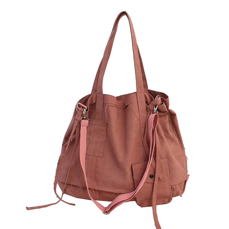 Lazy Canvas Bag Japanese Korean Version Solid Color Student Shoulder Bag Fashion Trend Art Cloth Bag Messenger Bag