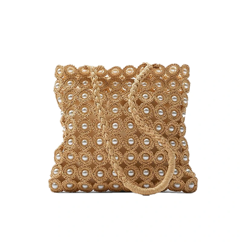 Women'S Bag Pearl Inlaid Woven Bag