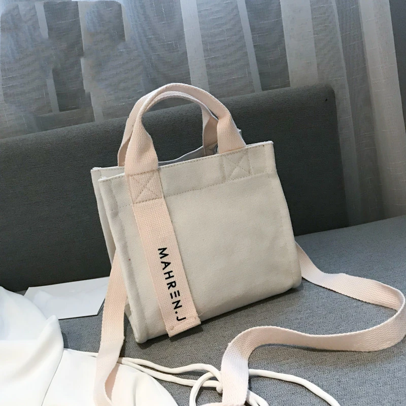 Fashion Personality Letter Messenger Bag Leisure All-Match One-Shoulder Canvas Bag Female New Style Pure Color Handbag