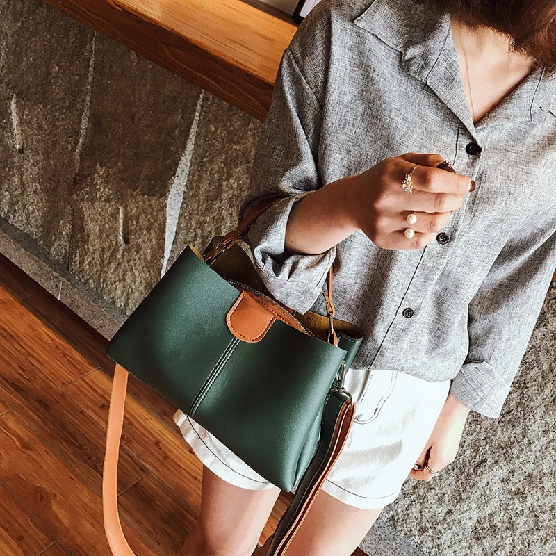 Color-Blocking Korean Style Simple And Versatile Messenger Bag