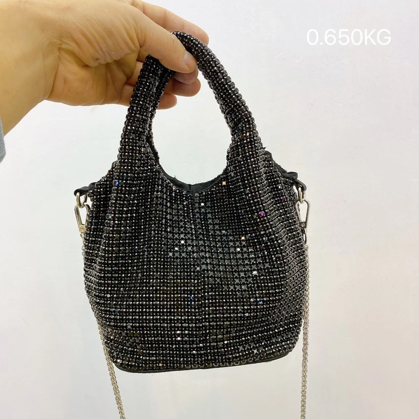 Net Celebrity Simple Wild Chain Rhinestone Cabbage Basket Bag Portable Messenger Bag