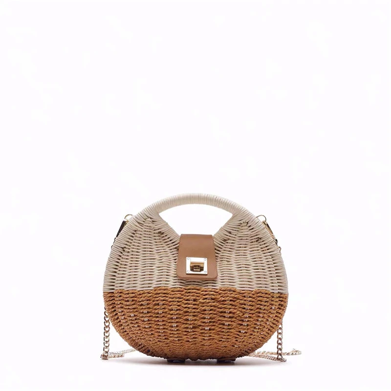 Dual Purpose Female Bag Rattan Woven Bag Single Shoulder Handbag