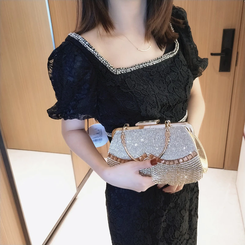 New Trendy Dress Evening Banquet Temperament One-Shoulder Diagonal Handbag