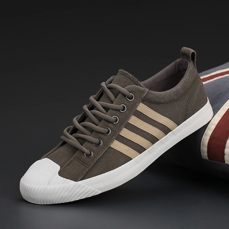 Spring Men Vulcanized Shoes Casual Canvas Sneaker Non-slip Rubber Outsole Flats Quality Elastic Zapatos de hombre 5 colors 38-44