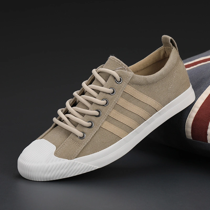 Spring Men Vulcanized Shoes Casual Canvas Sneaker Non-slip Rubber Outsole Flats Quality Elastic Zapatos de hombre 5 colors 38-44