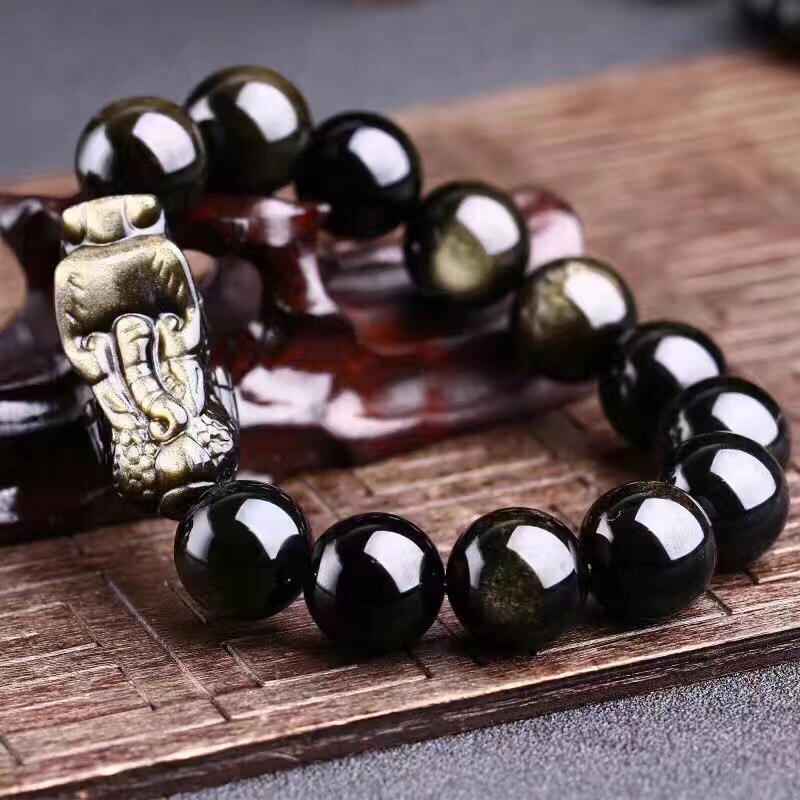 Natural Gold Obsidian Round Beads Match