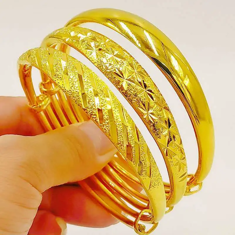 Vietnam Sand Gold Thickened Push-Pull Bracelet Increased Snake Belly Starry Glossy Push-Pull Bracelet