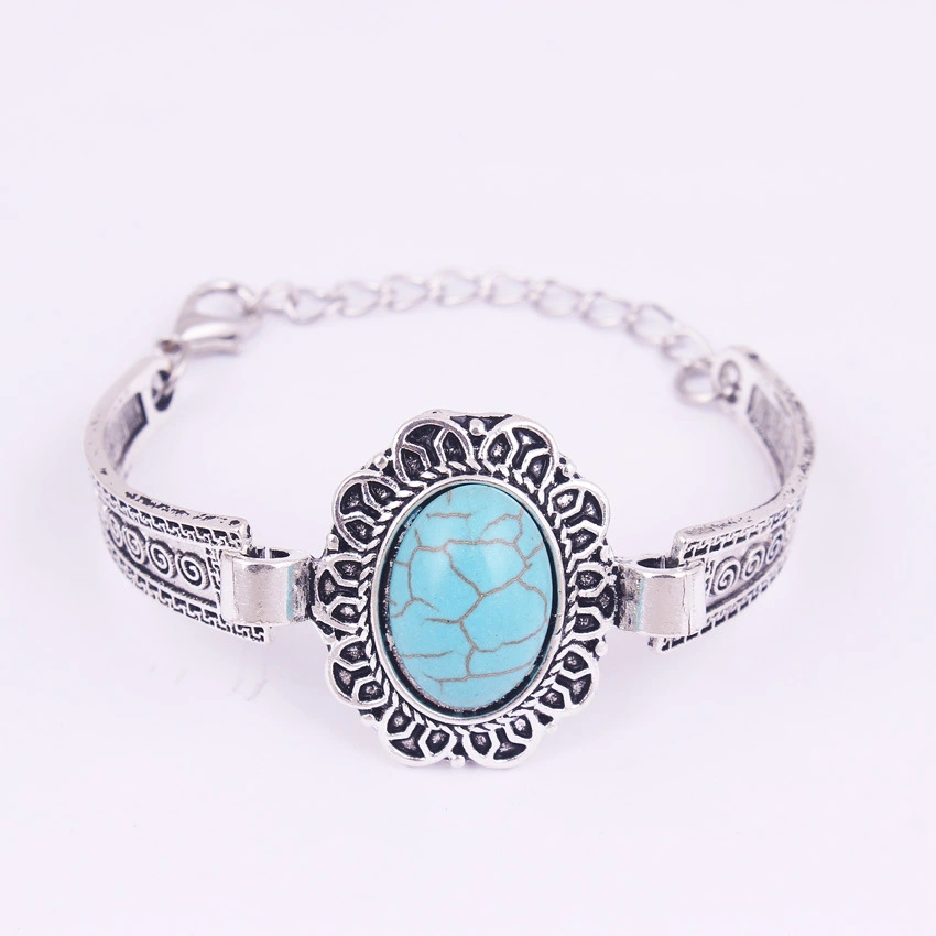 Turquoise Imitation Thai Silver Owl Bracelet