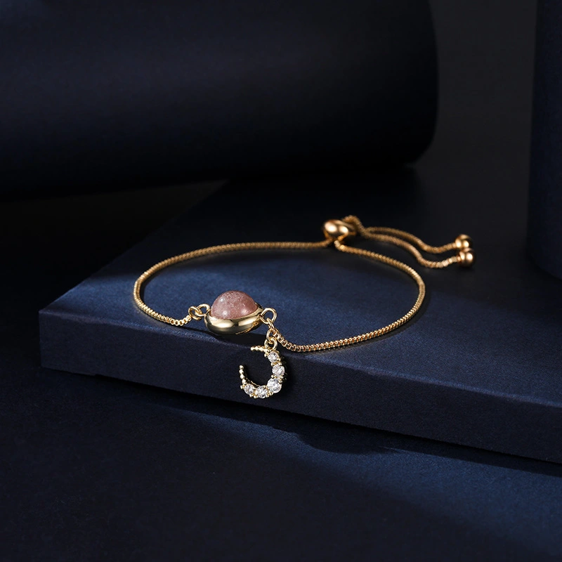 Crystal Strawberry Crystal Bracelet Women's Pull-out Adjustable Bracelet