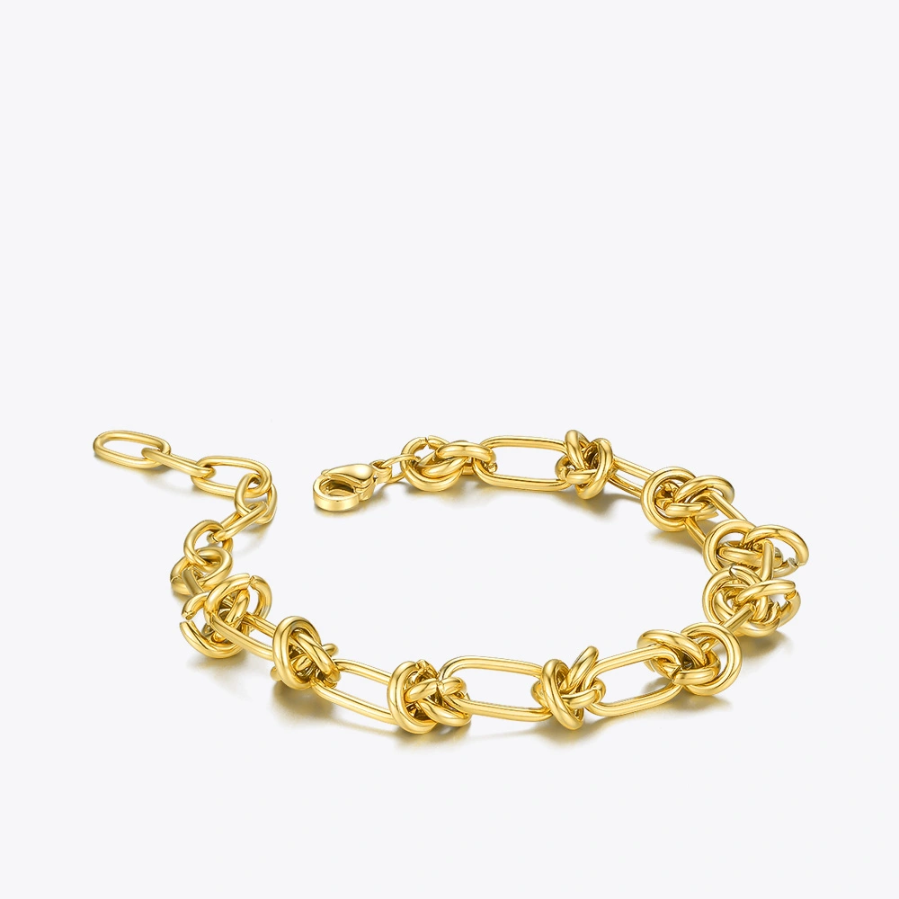 18K Gold Plated Titanium Steel Rope Knot Chain Bracelet