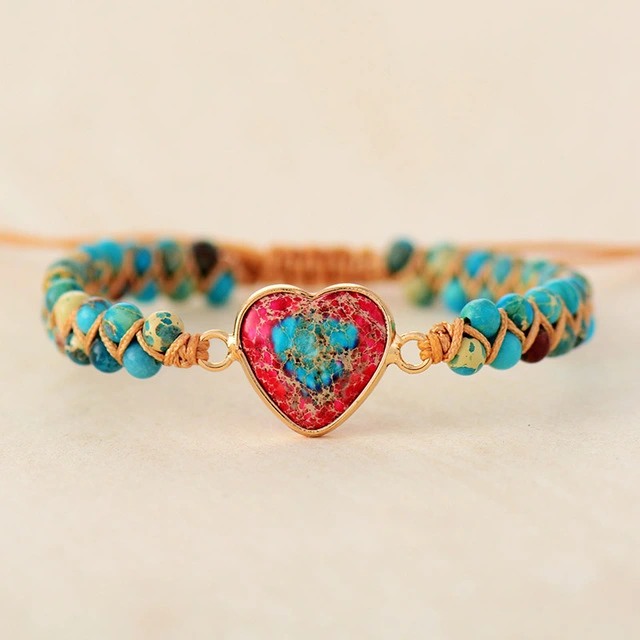 Red And Blue Love Emperor Stone Bracelet Fashion Popular Friendship Hand-Woven Bracelet