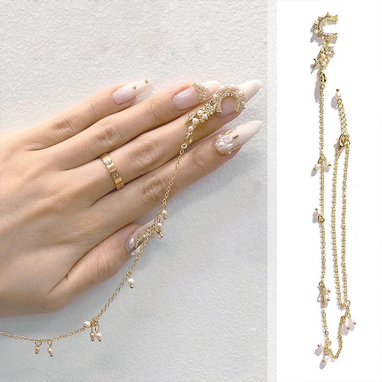 Nail Art Bracelet Jewelry Pearl Chain