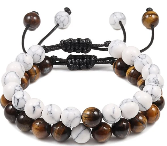 8Mm 2 Sets Of Beaded Bracelets Cross-Border Elastic Bracelet Aliexpress Volcanic Stone Lava Tiger Eye Stone Ddg34
