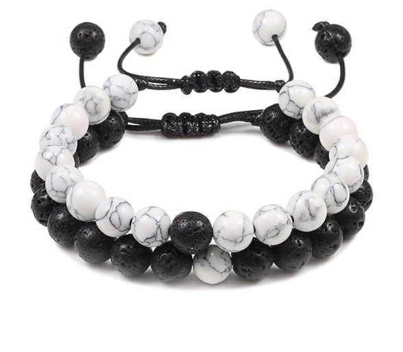 8Mm 2 Sets Of Beaded Bracelets Cross-Border Elastic Bracelet Aliexpress Volcanic Stone Lava Tiger Eye Stone Ddg34