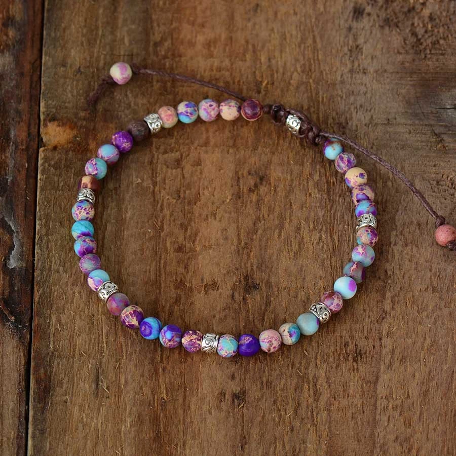 Purple Emperor Stone Bracelet With Simple Alloy Beads