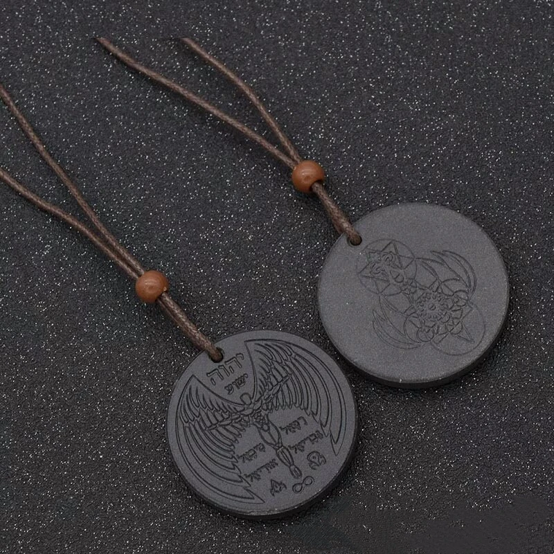 Round Trapeze Cotton Rope Pendant Volcanic Stone Boxed Necklace All-match Jewelry