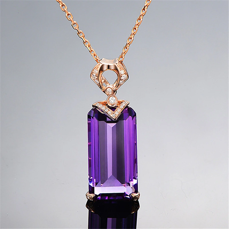 New Luxury Rectangular Amethyst Pendant