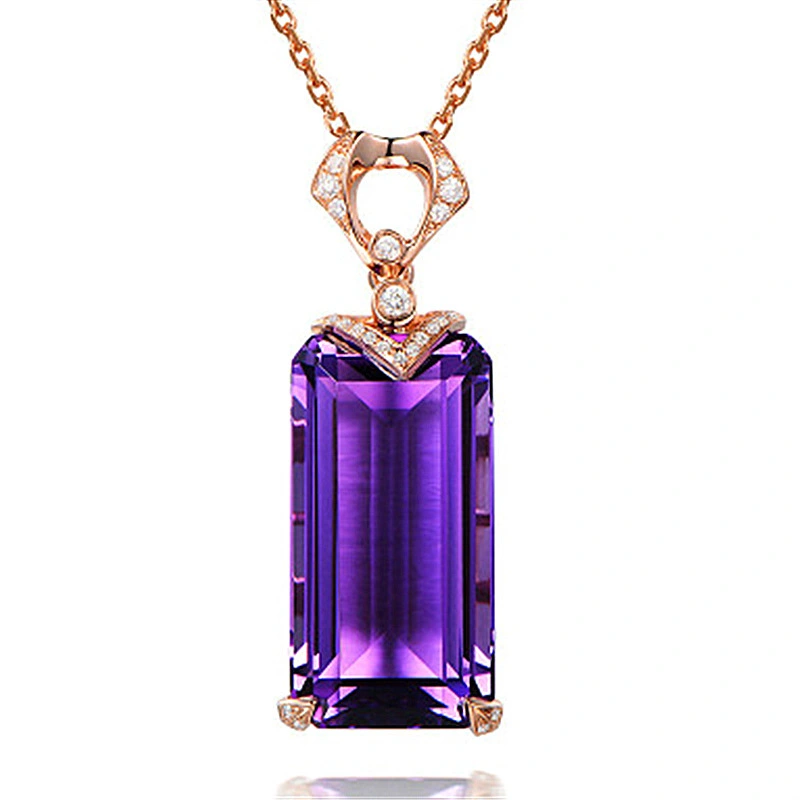 New Luxury Rectangular Amethyst Pendant