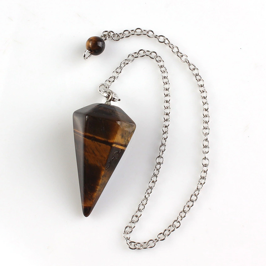 Natural Crystal Stone Hexagonal Cone Pendant