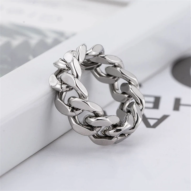 European And American Cold Wind Punk Titanium Steel Smooth Men's Chain Ring