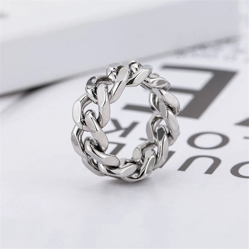 European And American Cold Wind Punk Titanium Steel Smooth Men's Chain Ring