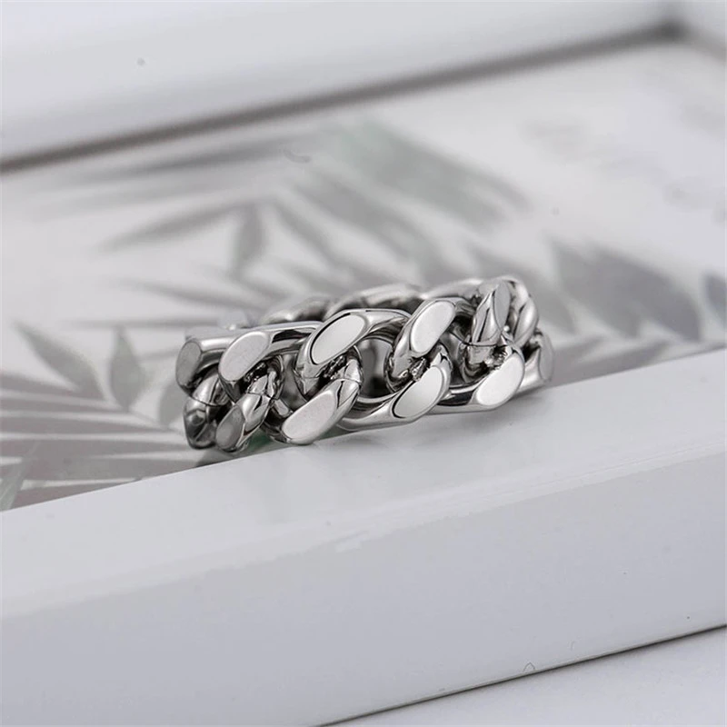 European And American Cold Wind Punk Titanium Steel Smooth Men's Chain Ring