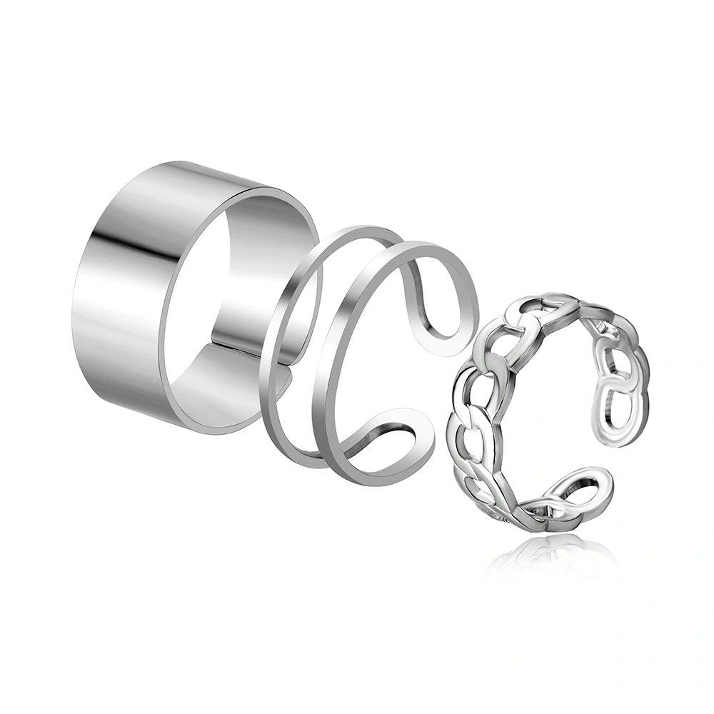 Japanese Three-Piece Plain Ring Ring Female Ins Tide Cold Wind