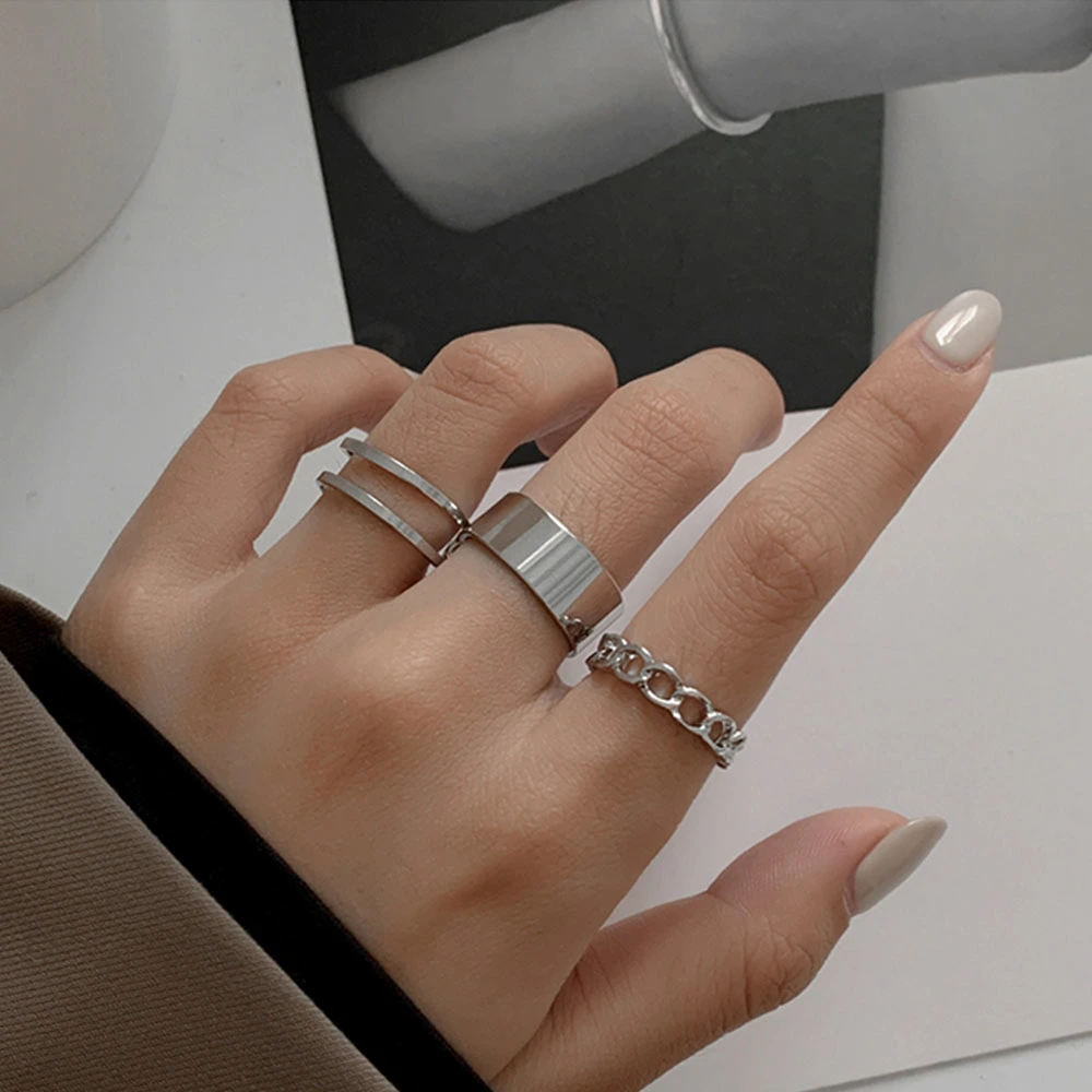 Japanese Three-Piece Plain Ring Ring Female Ins Tide Cold Wind