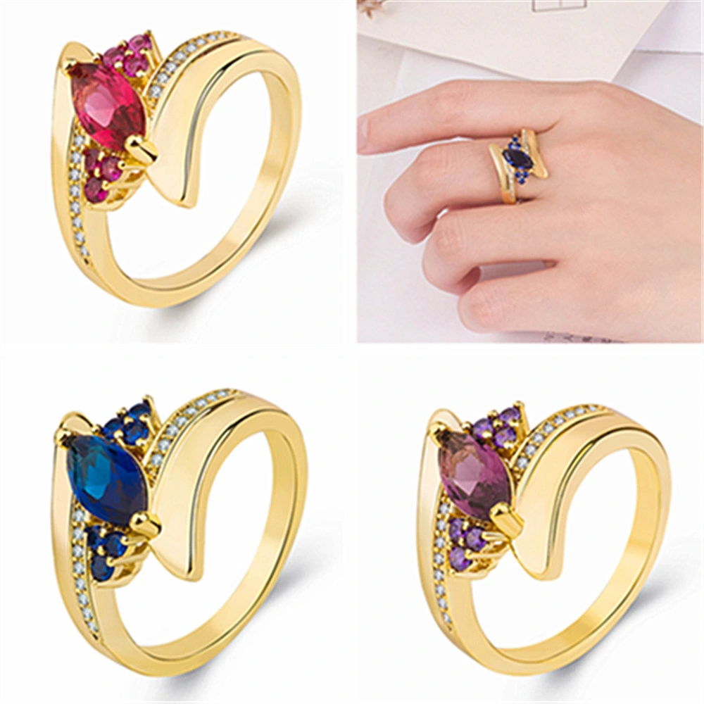 Multicolor Inlaid Zircon Ring Fashion Personality Multicolor Ring