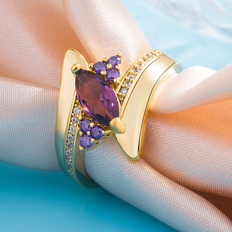 Multicolor Inlaid Zircon Ring Fashion Personality Multicolor Ring