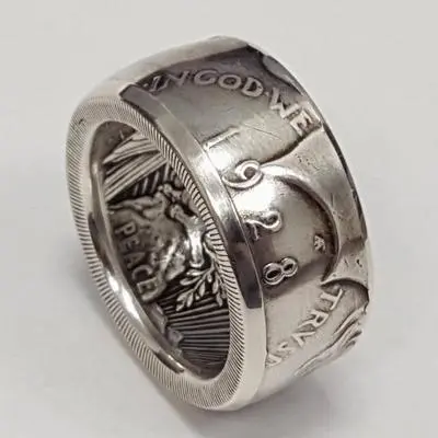 Hengzi Wish Hot New Jewelry American Morgan Silver Dollar 1928 Coin Ring Factory Direct Sales