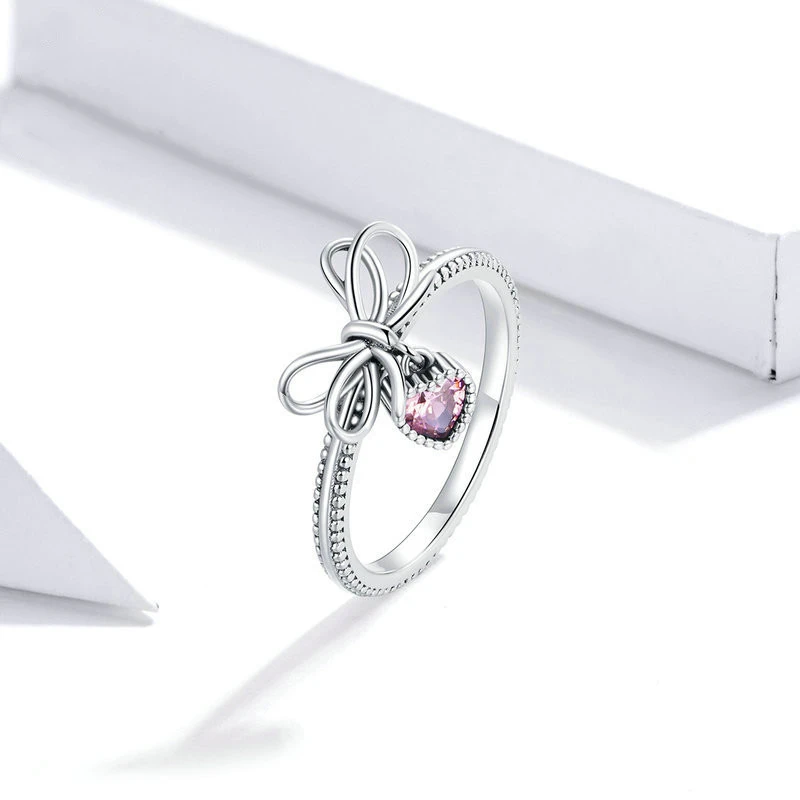 S925 Sterling Silver Women'S Ring Bow Gift Fashion Zircon Cross-Border Ring Bracelet
